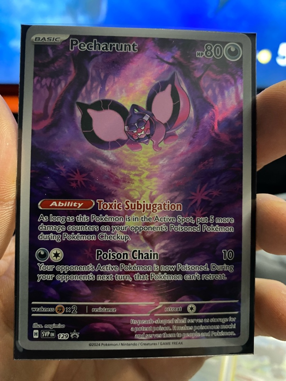 Pokemon Pecharunt Trading Card - Purple, Pink, Black